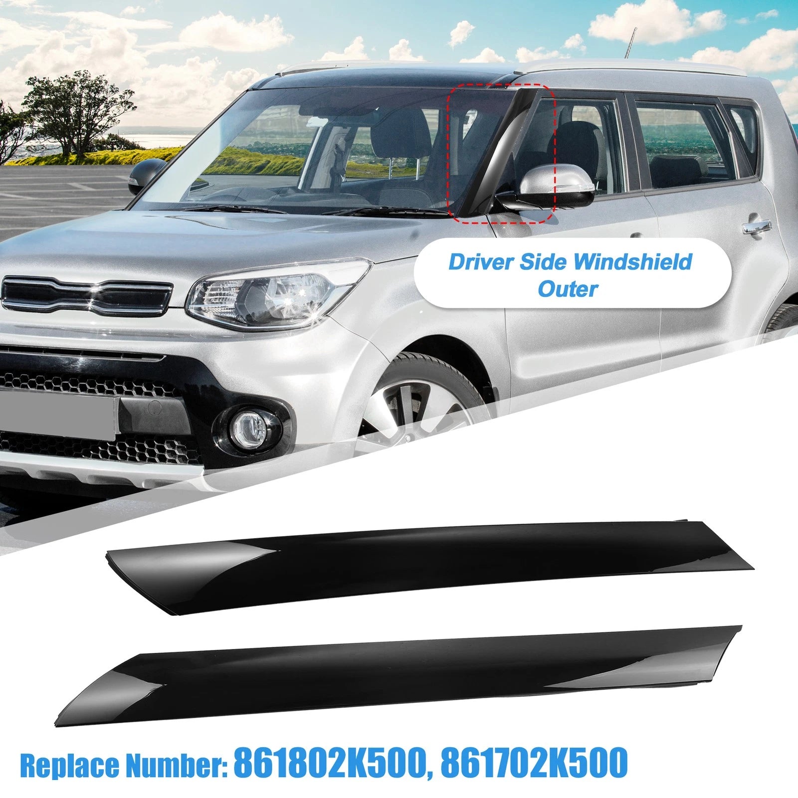 Pair Windshield A-Pillar Trim Panel for Kia Soul (2010–2013) 861802K500