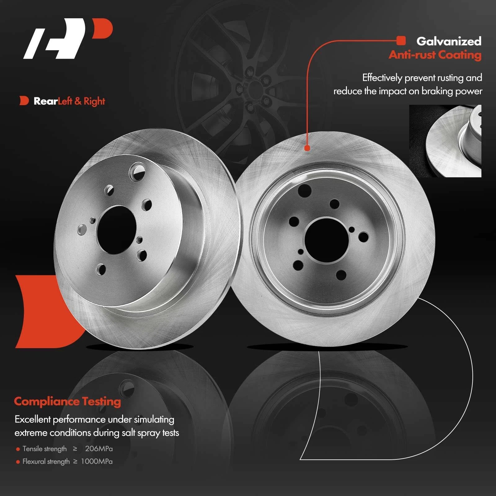 Rear Disc Brake Rotor & Pads + Wheel Hub for Subaru Impreza (2012–2016)