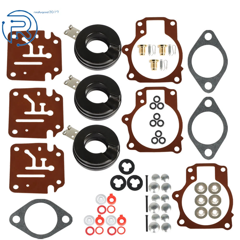 Carburetor Rebuild Kit with Float for Johnson Evinrude 65-75 HP (Year Range)