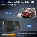 Driver Side Mirror Glass w/ Blind Spot Lens for GMC Sierra/Chevy Silverado (2019–2024)