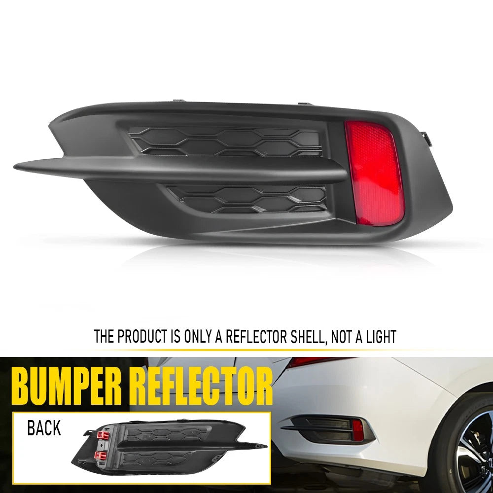 Right Rear Bumper Bezel Reflector Cover for Honda Civic Sedan (2016–2020)