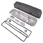 Black Aluminum Finned Short Valve Cover for Small Block Chevy 305 327 (1958–1986)