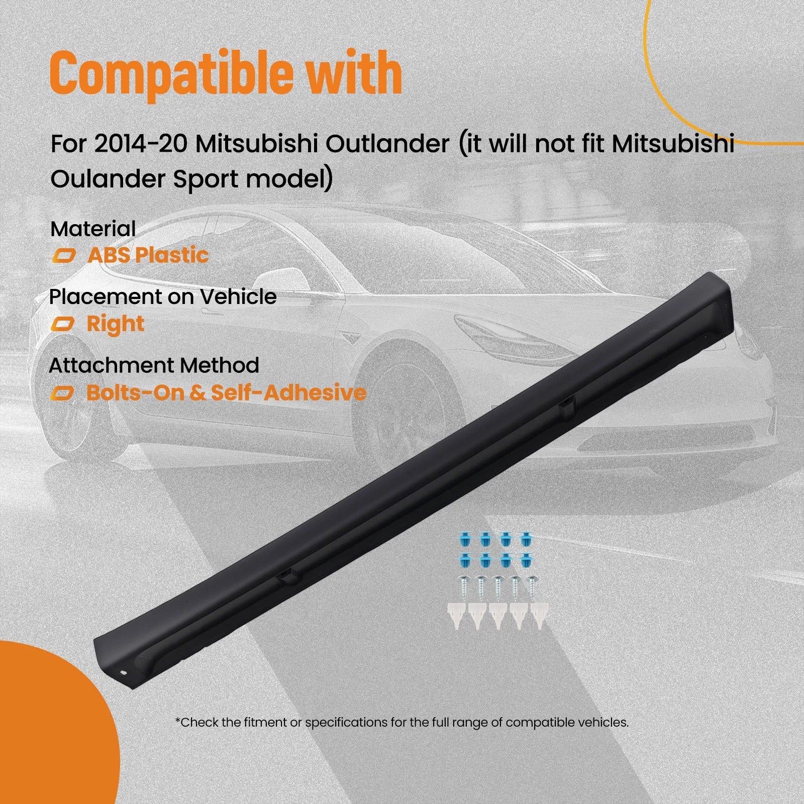Lower Side Skirt Body Panel for Mitsubishi Outlander (2014-2020) Black