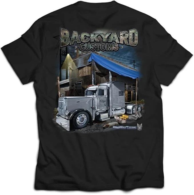 BRT Backyard Custom Trucker T-Shirt for Big Rig Trucks (Black)