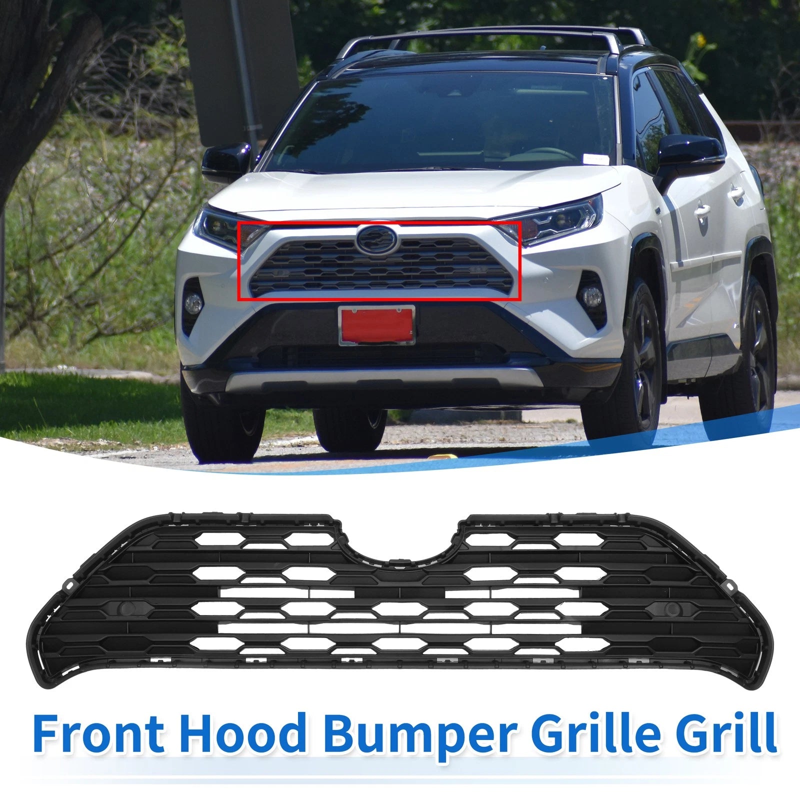 Front Hood Bumper Grille for Toyota RAV4 (2019–2022) No.531120R120 Black