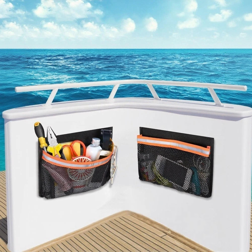 2pcs PVC Mesh Storage Bag for RV Car Campers with Reflective Strip