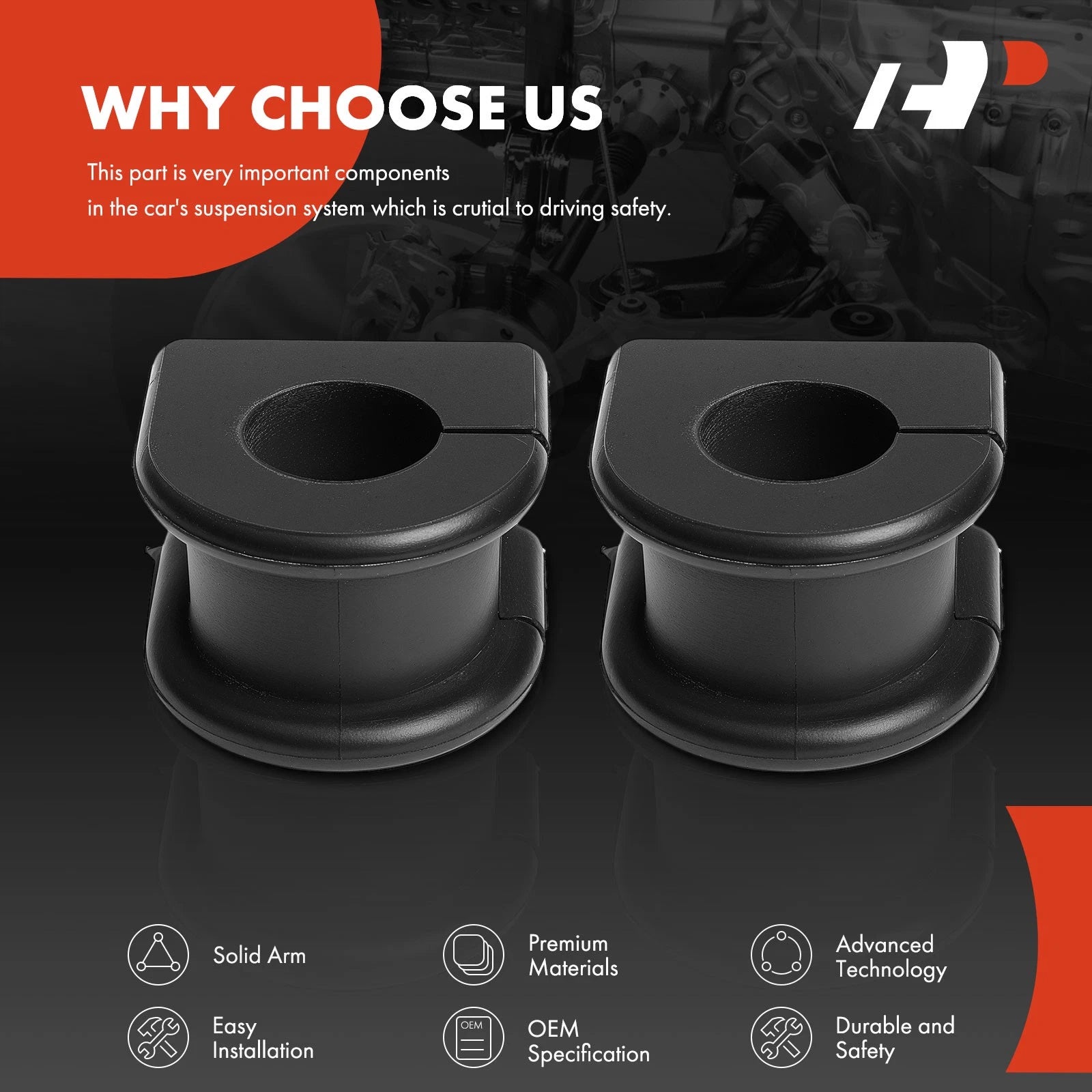 2x Front Sway Bar Bushing Kit for Chevy Equinox GMC Terrain (2010-2017)