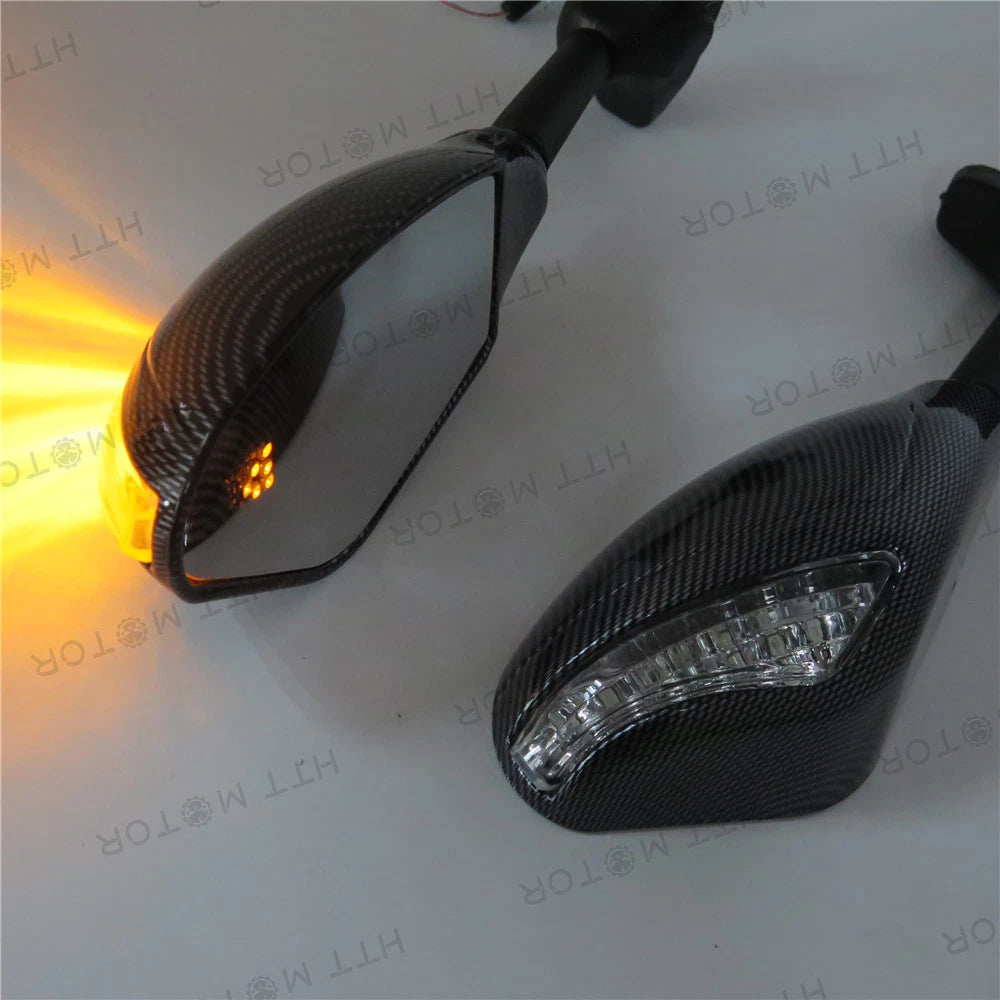 LED Turn Signal Side Mirrors for Honda CBR600 F4/F4i, Suzuki GSXR1000, 750, ZX9R