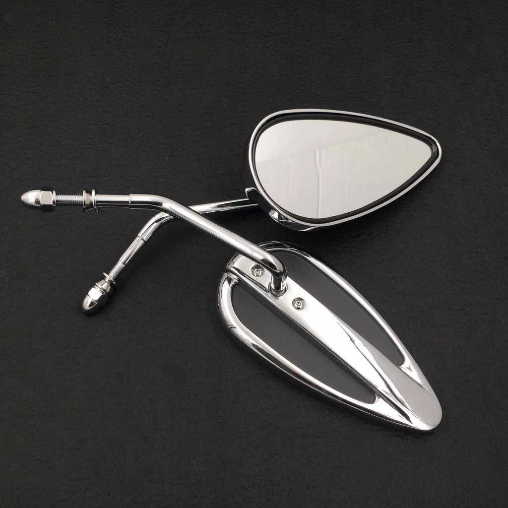 Chrome Groove Side Mirrors for Harley Softail Slim Fat Boy Heritage Breakout (2014–2023)