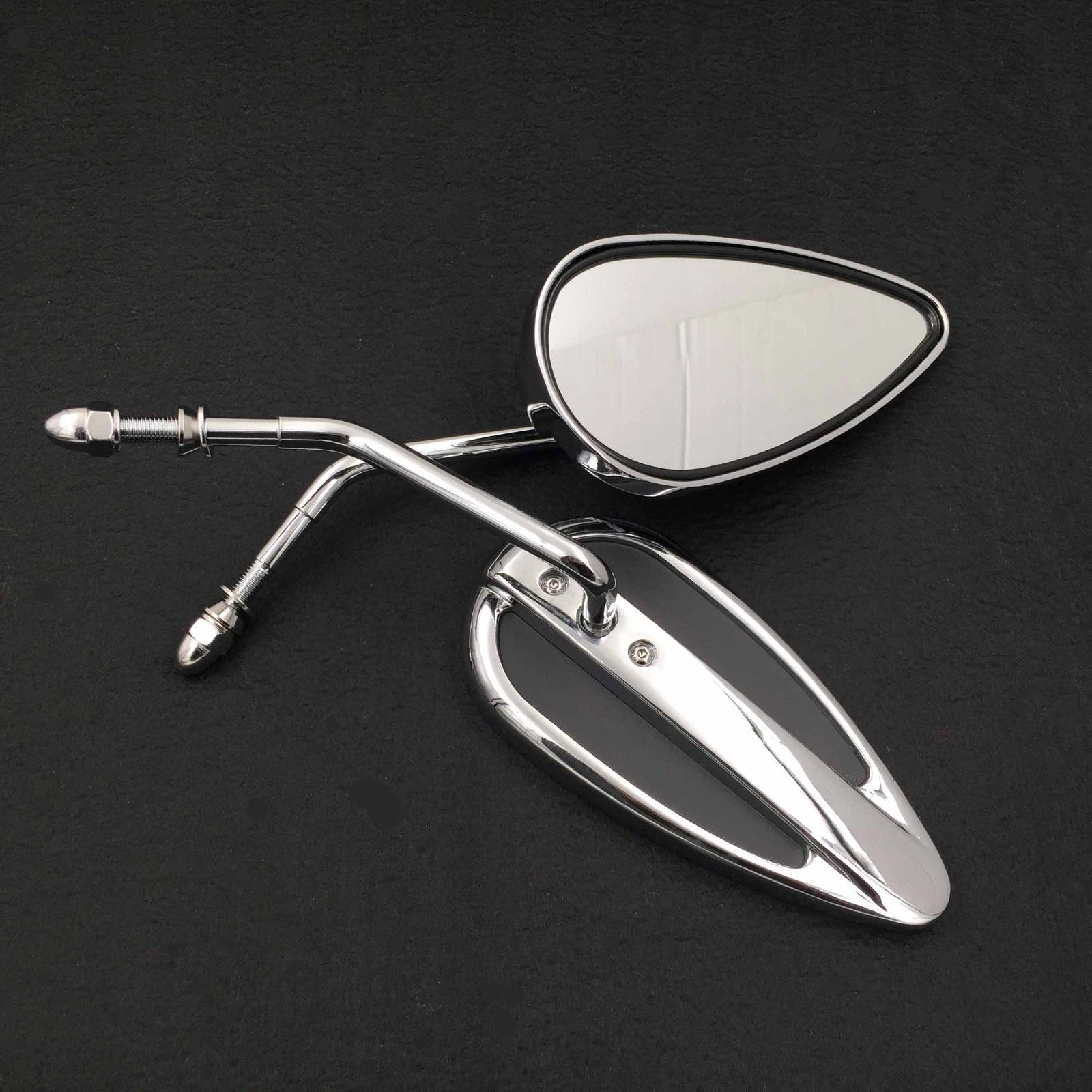 Chrome Groove Side Mirrors for Harley Softail Slim Fat Boy Heritage Breakout (2014–2023)