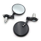Set of 2 Black Foldable Round 1" 25mm Handle Bar End Side Mirrors