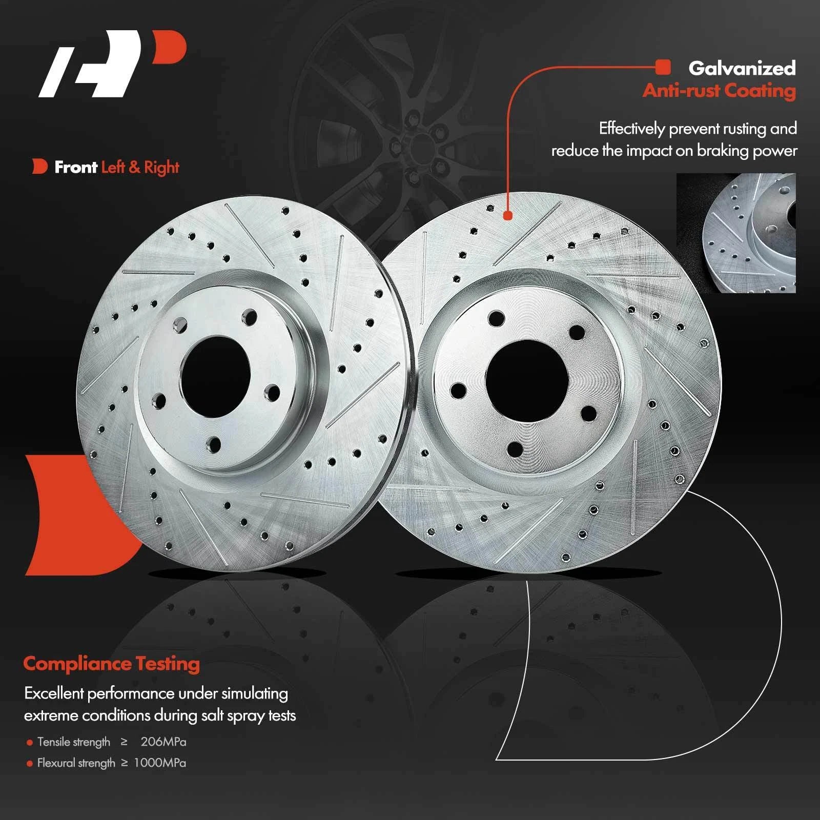 Front Drilled Brake Rotors & Ceramic Pads for Nissan Maxima (2009–2019)