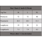 Size Chart Men's G-String T-Back Briefs Underpants (No specific make/model)