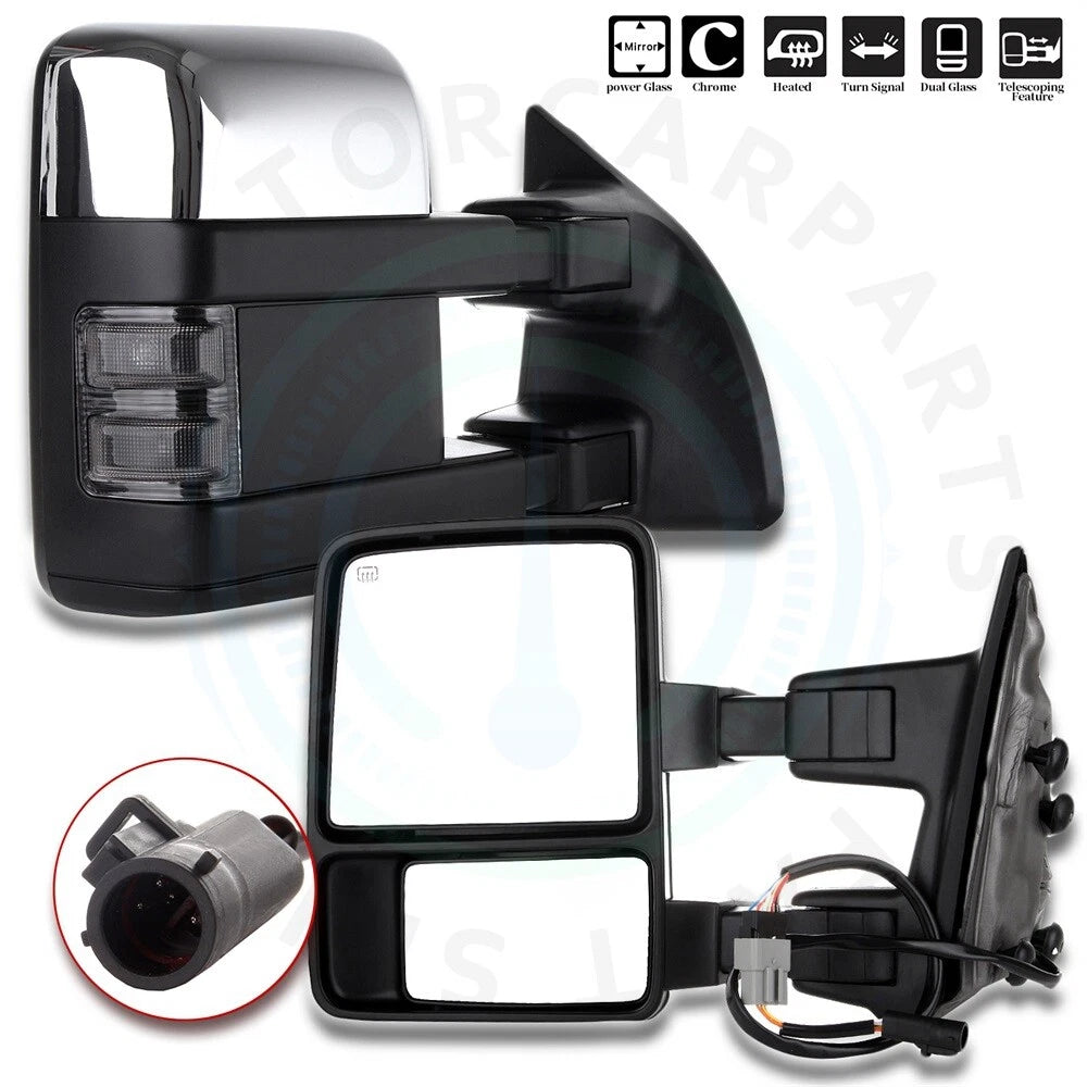 2X LED Signal Heated Tow Mirrors for Ford F250-F550 Super Duty (1999–2007)