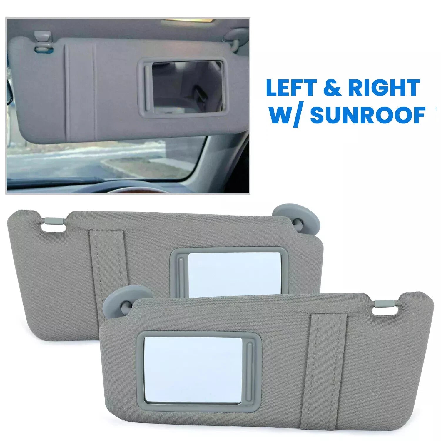 Sun Visor Pair for Toyota Camry (2007–2011) Gray Left & Right with Sunroof