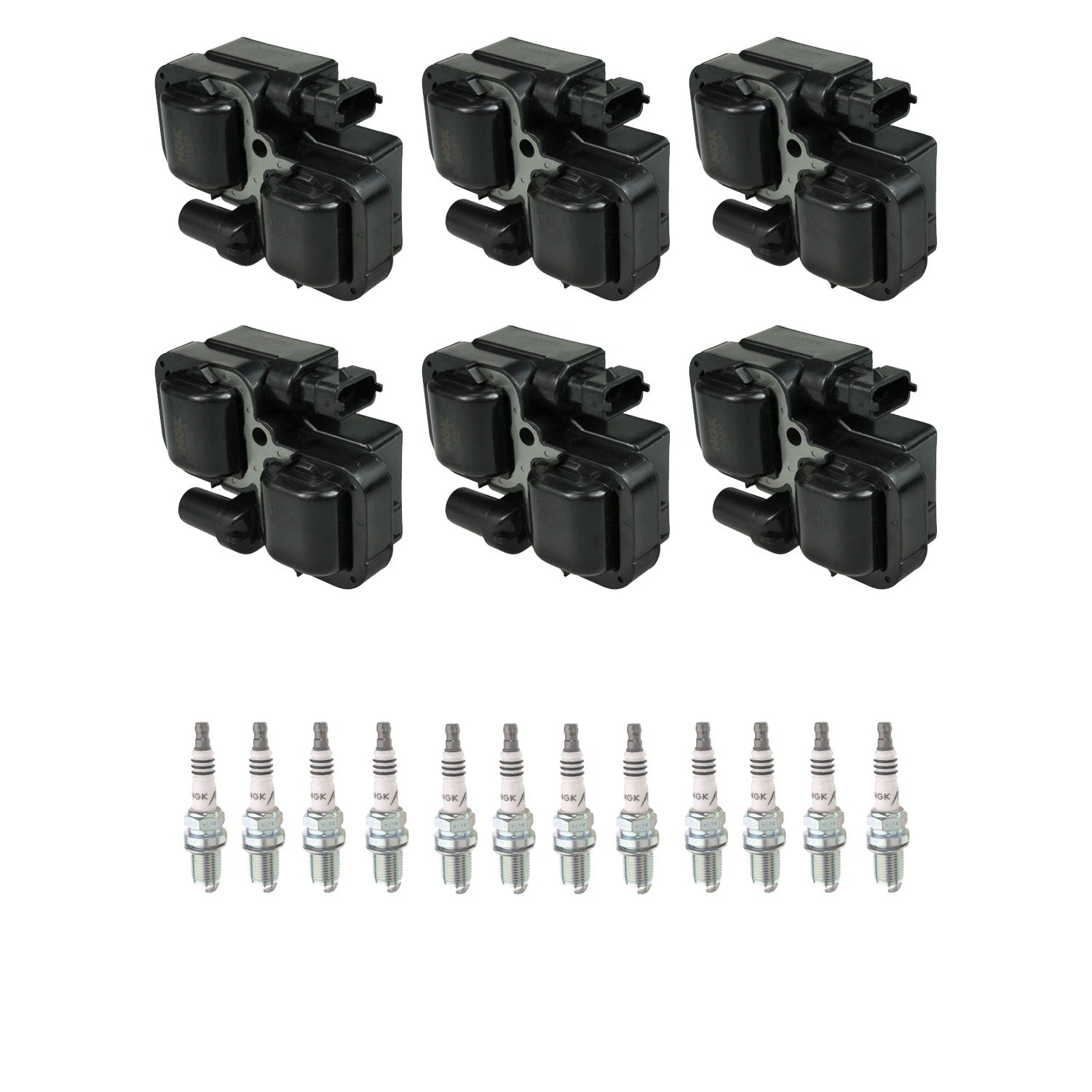 Set of 6 NGK Ignition Coils & Iridium IX Spark Plugs for C32 AMG SLK32 AMG (2001–2004)