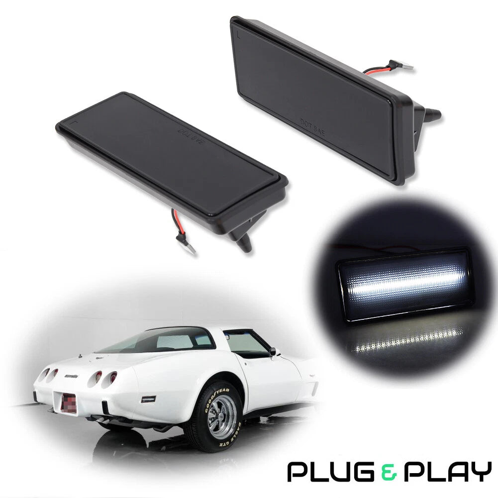 2X White LED Side Marker Parking Lights for Chevy Corvette C3 (1974–1979)