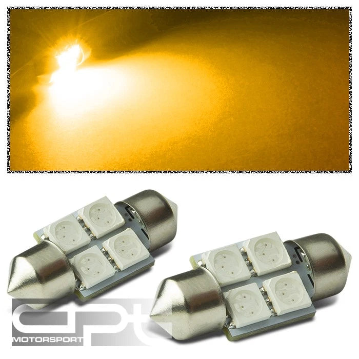 2X 11X31MM SMD 5050 Amber LED Dome/Trunk Light for