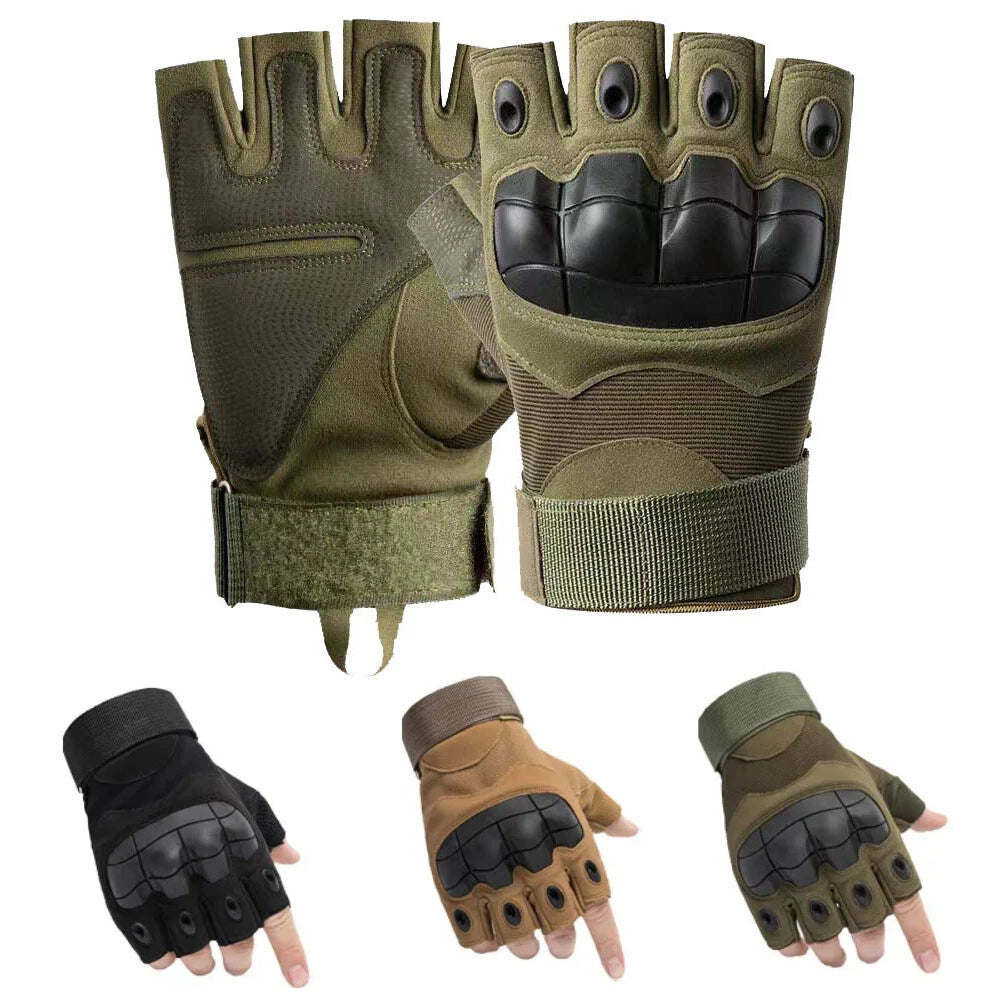 Traveling Camping Gloves for Motorcycle (Fingerless, Knuckle Protection)