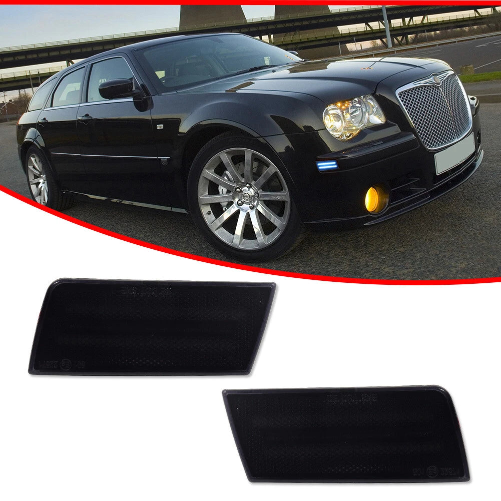 2X Smoked Ice Blue LED Front Side Marker Lights for Chrysler 300 (2005–2010)