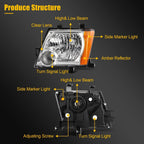 2Pcs Pair Chrome Amber Headlights for Nissan Xterra (2005–2015)