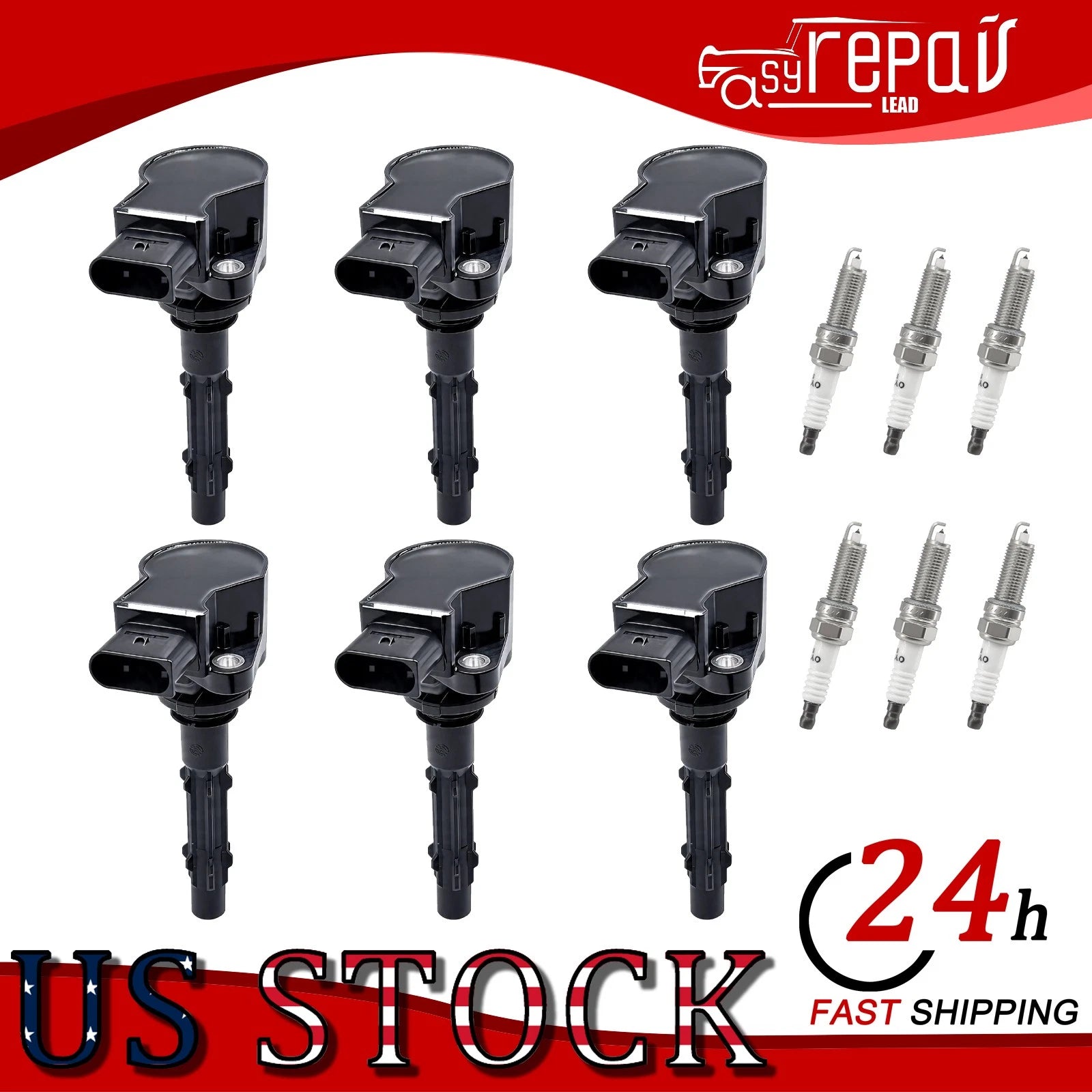 6X Ignition Coil & Spark Plug for Mercedes-Benz C350 3.5L V6 (2005) UF535