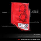 Chrome Housing Red Lens Tail Lights for Dodge Grand Caravan (2011–2020)