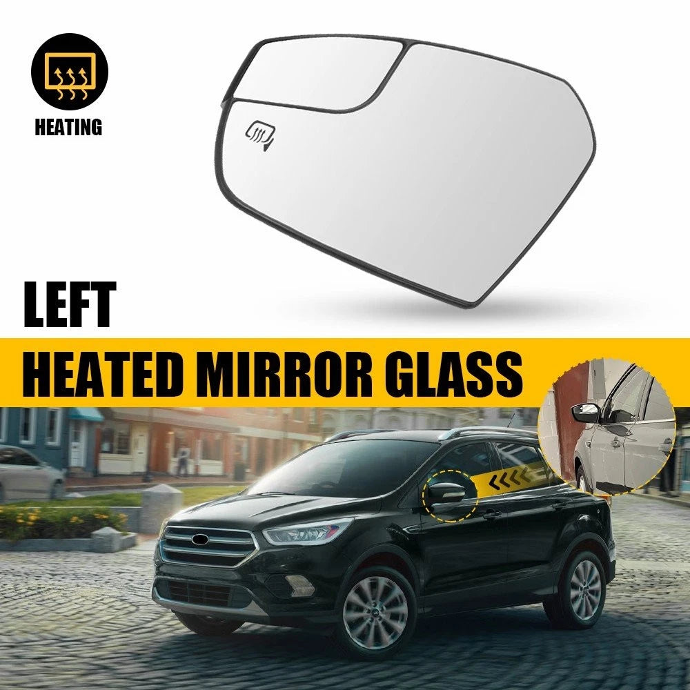 Power Heated Mirror Glass with Mounting Base LH Driver for Ford Escape (2017–2019)