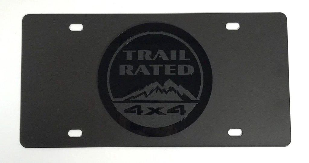 Matte Black Trail Rated Emblem License Plate for Jeep (2018–2024)