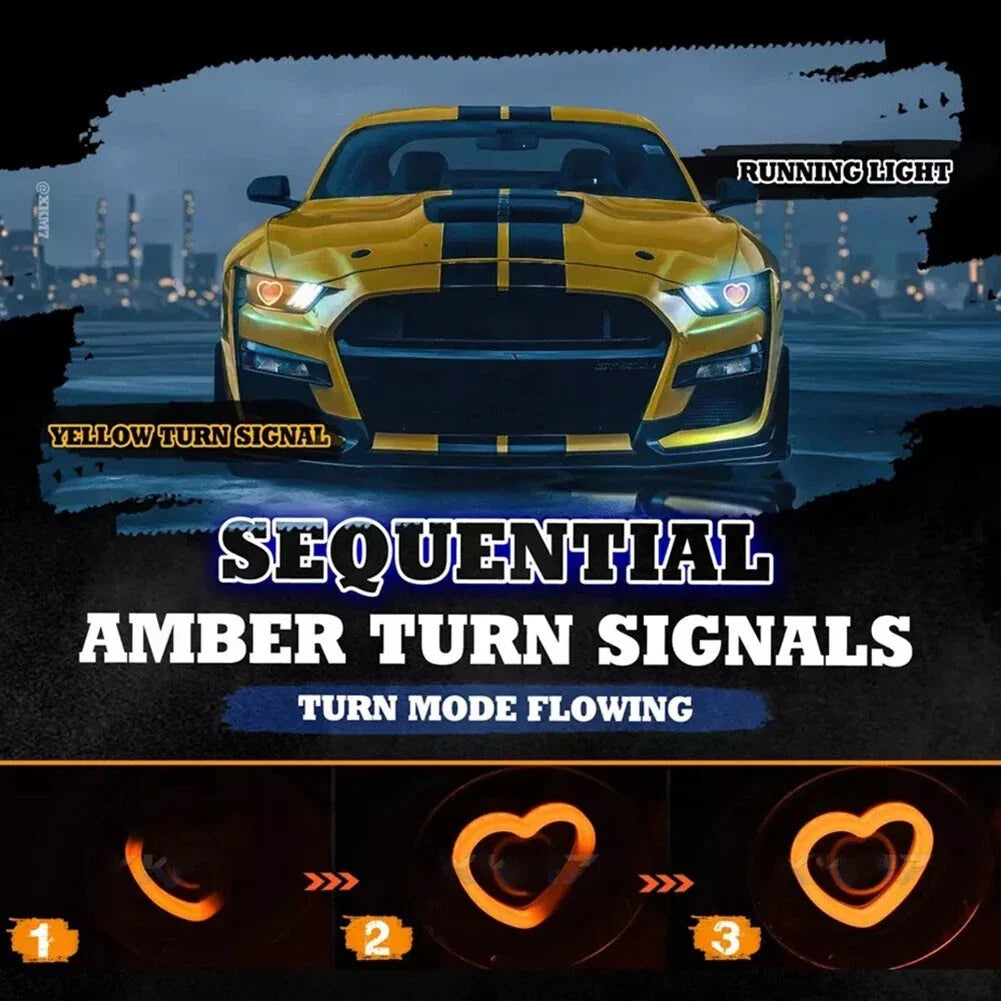 2 x Dynamic RGB Turning Signal Light Rings with High Brightness Design