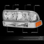 Set of 2 Chrome Amber Headlight Bumper Lamps for C10 Pickup Blazer (1998–2004)