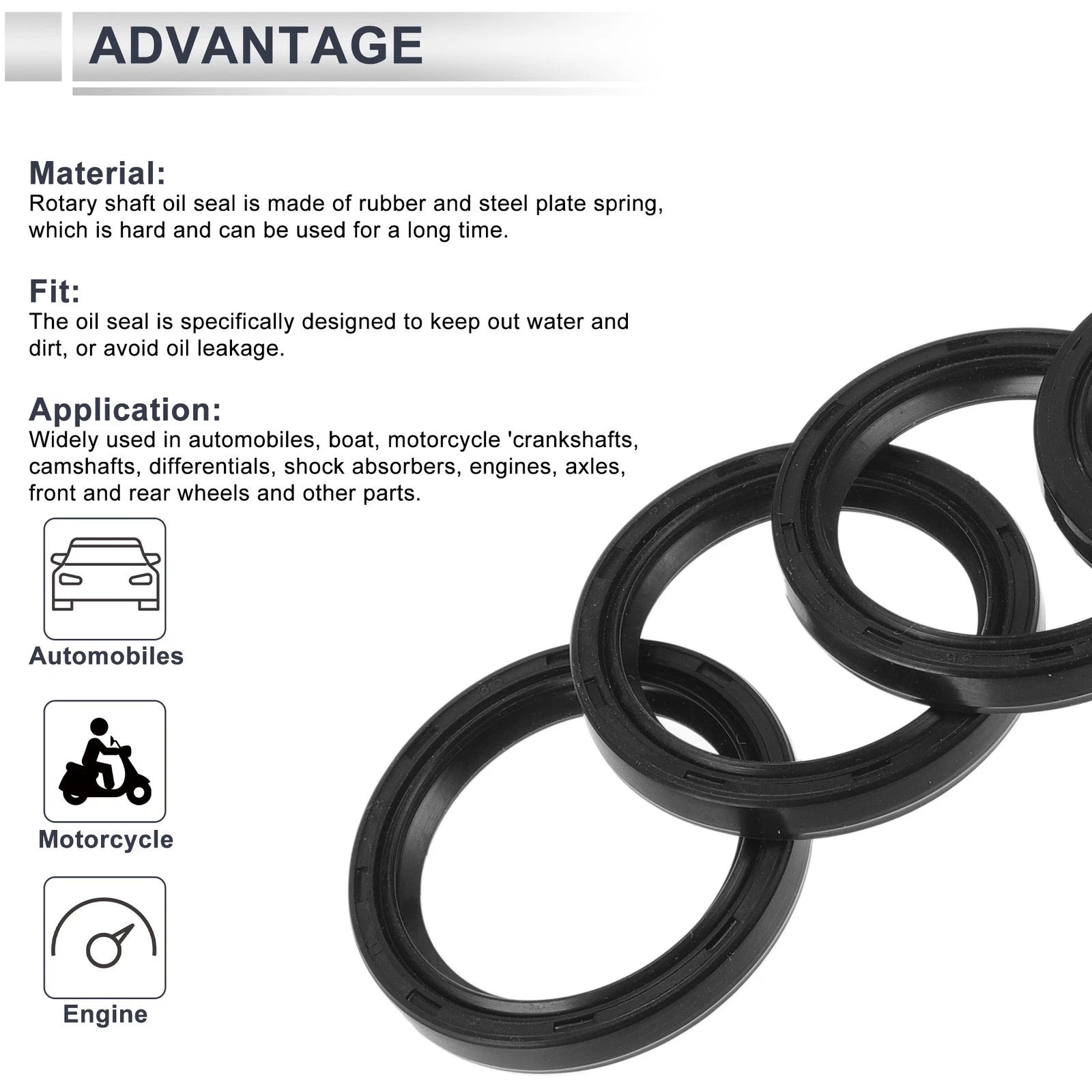 Set of 5 Oil Seal Rotary Shaft Seal Nitrile Rubber 28x35x5mm