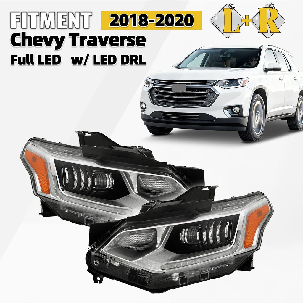 Full LED Headlight Set for Chevy Traverse (2018–2020) w/ LED DRL
