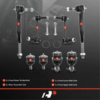 Set of 8 Front & Rear Bar End Links & Tie Rod Ends for Chevy Trailblazer