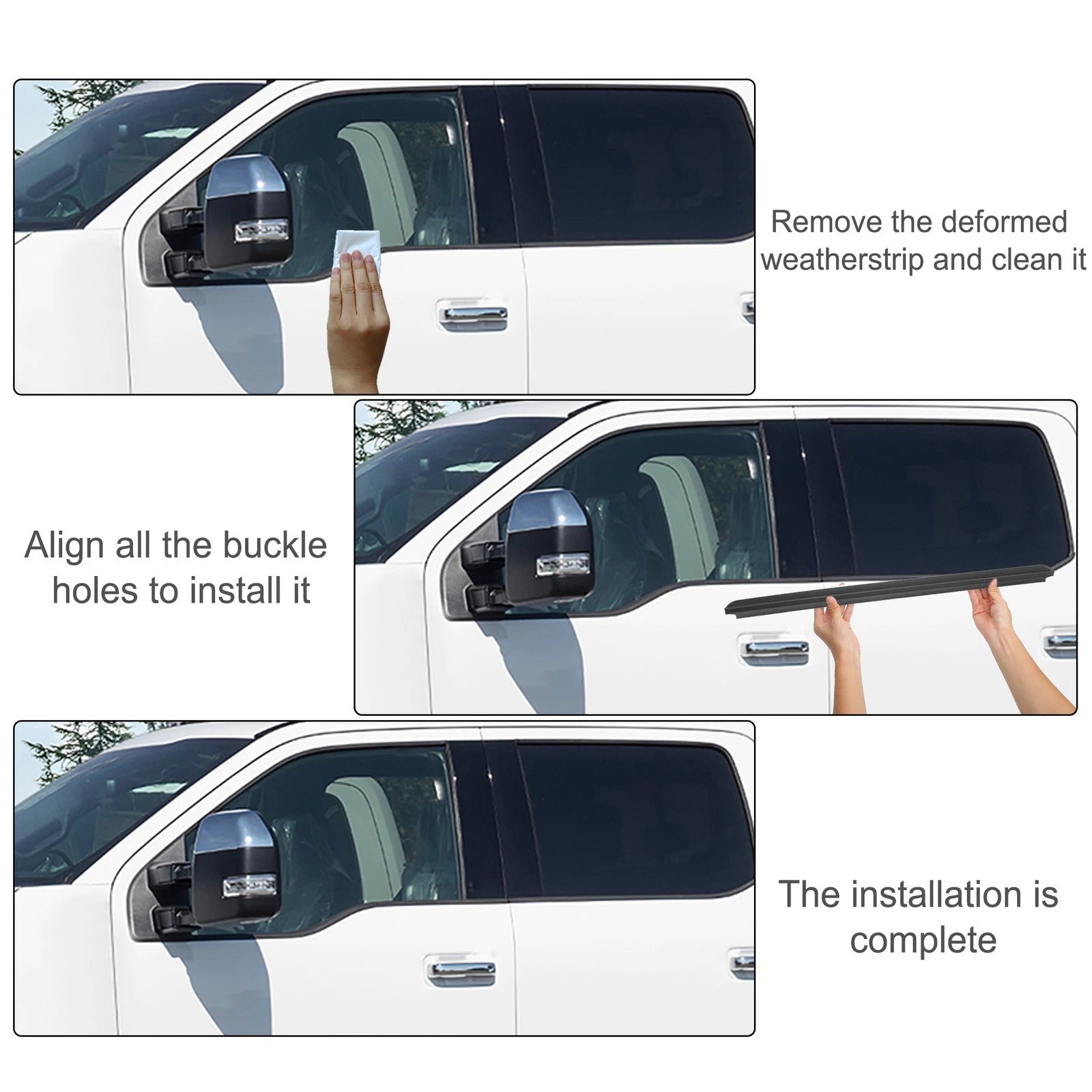 Set of 2 Door Window Belt Weatherstrip for Ford F-250 (1999–2016)