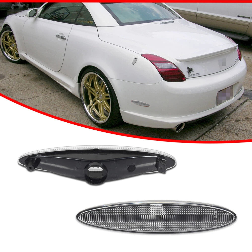 Set of 2 Clear Chrome Side Marker Lights for Lexus SC430 (2002–2010)