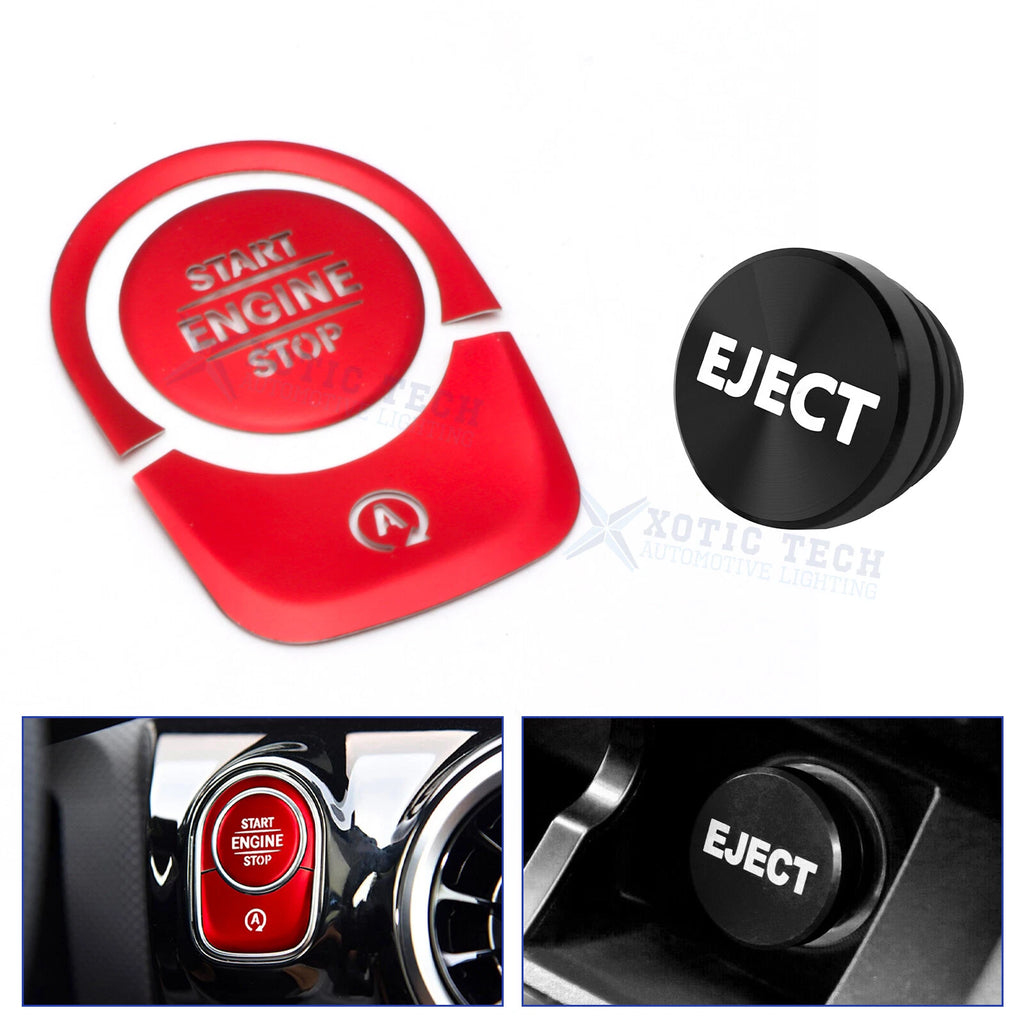 Aluminum Engine Start Stop & Eject Cigarette Lighter Button Trim for Benz A CLA (2013–2024)