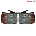 Set of 2 Headlights for Chevy Silverado (2007–2013) Black Housing Smoke Lens