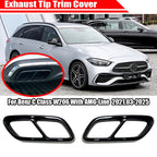 2X Gloss Black Exhaust Tip Cover for Mercedes-Benz C-Class W206 AMG-Line (2022–2025)