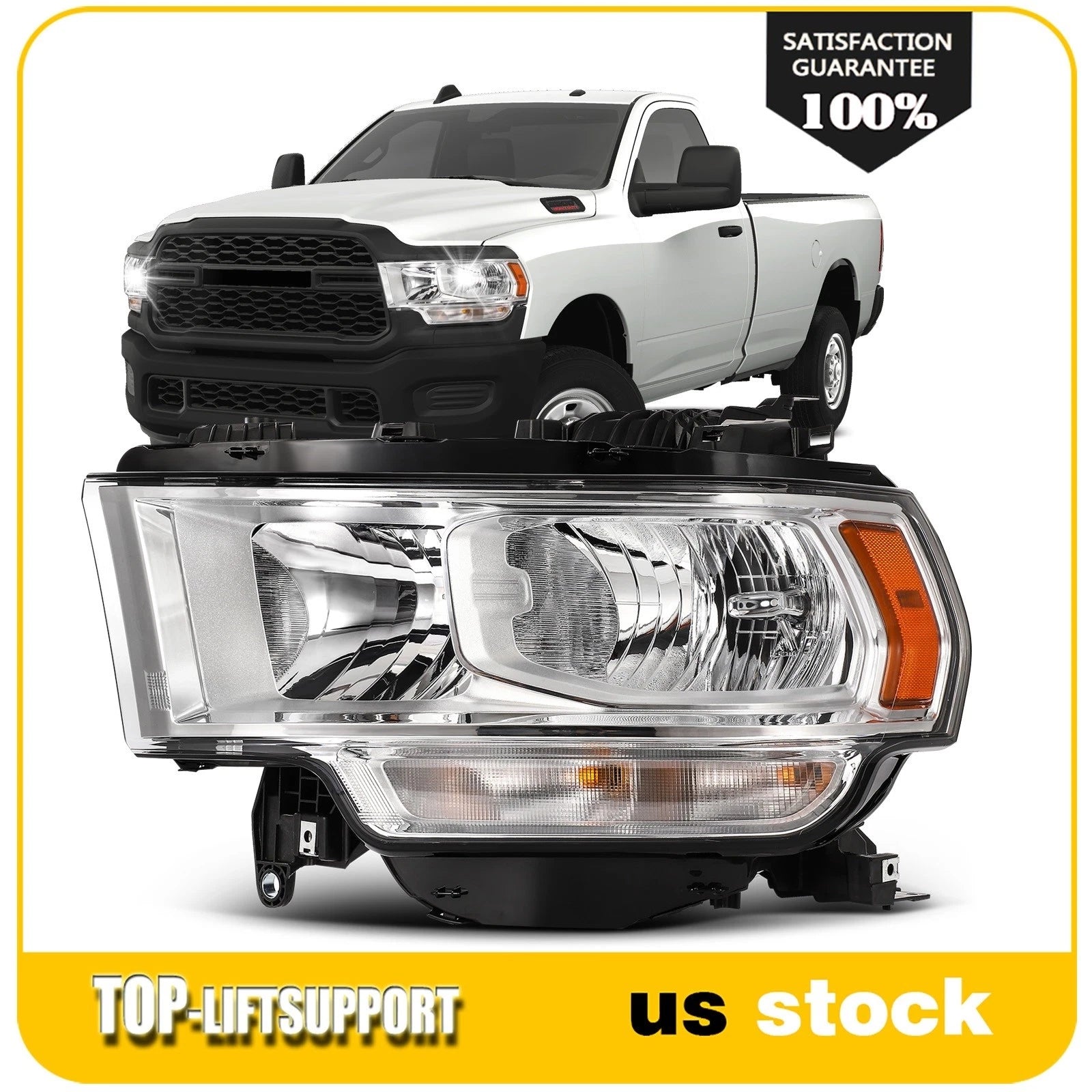 Left Driver Side Headlight with Bulb for Ram 2500 3500 (2019–2024)
