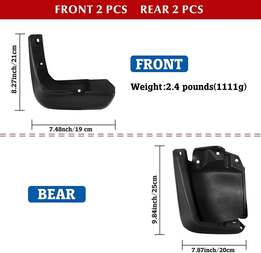 Black Front Rear Splash Mud Guards Flaps for Honda Civic (2012-2015)
