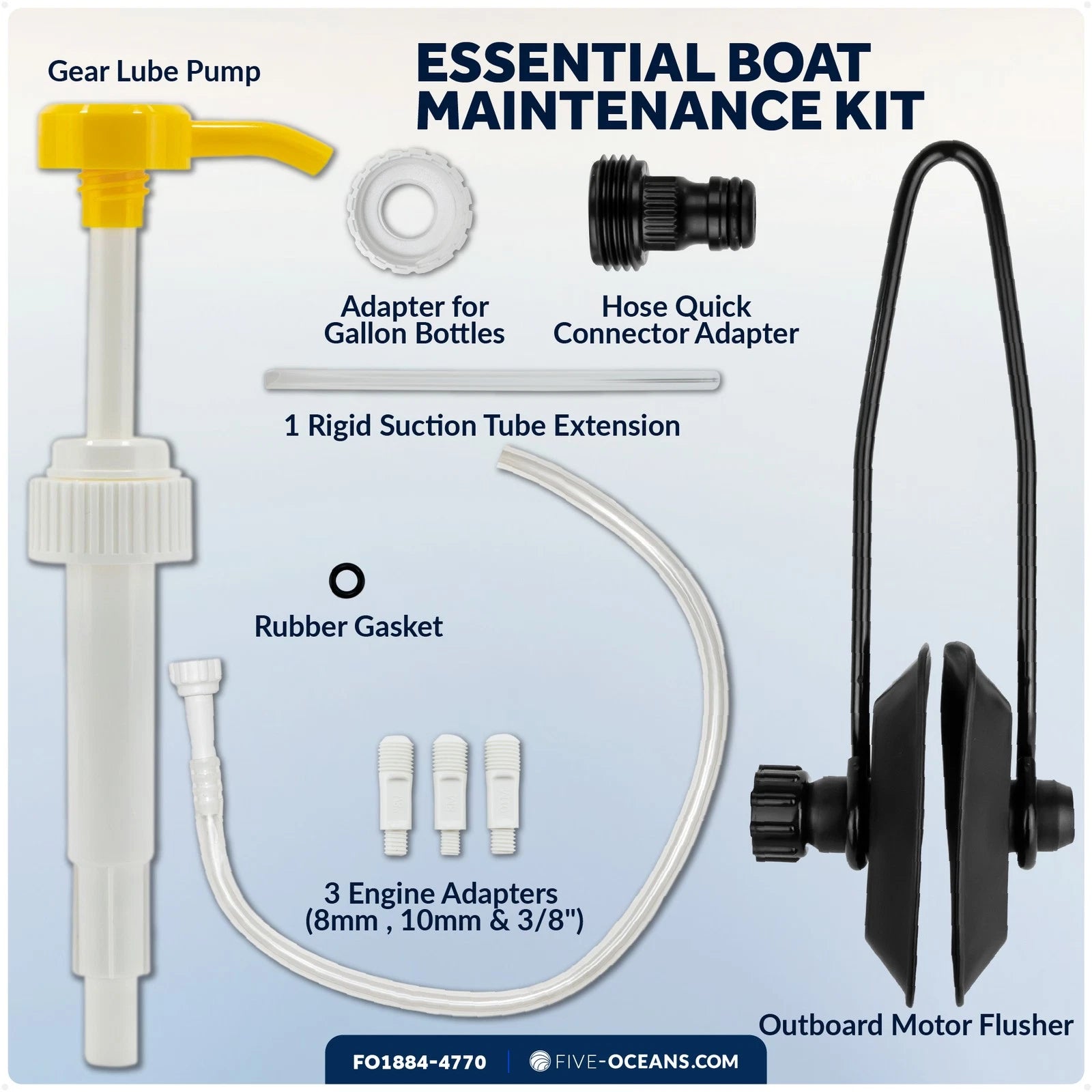 Outboard Motor Flusher Muffs & Gear Oil Pump Set for Universal (Universal)