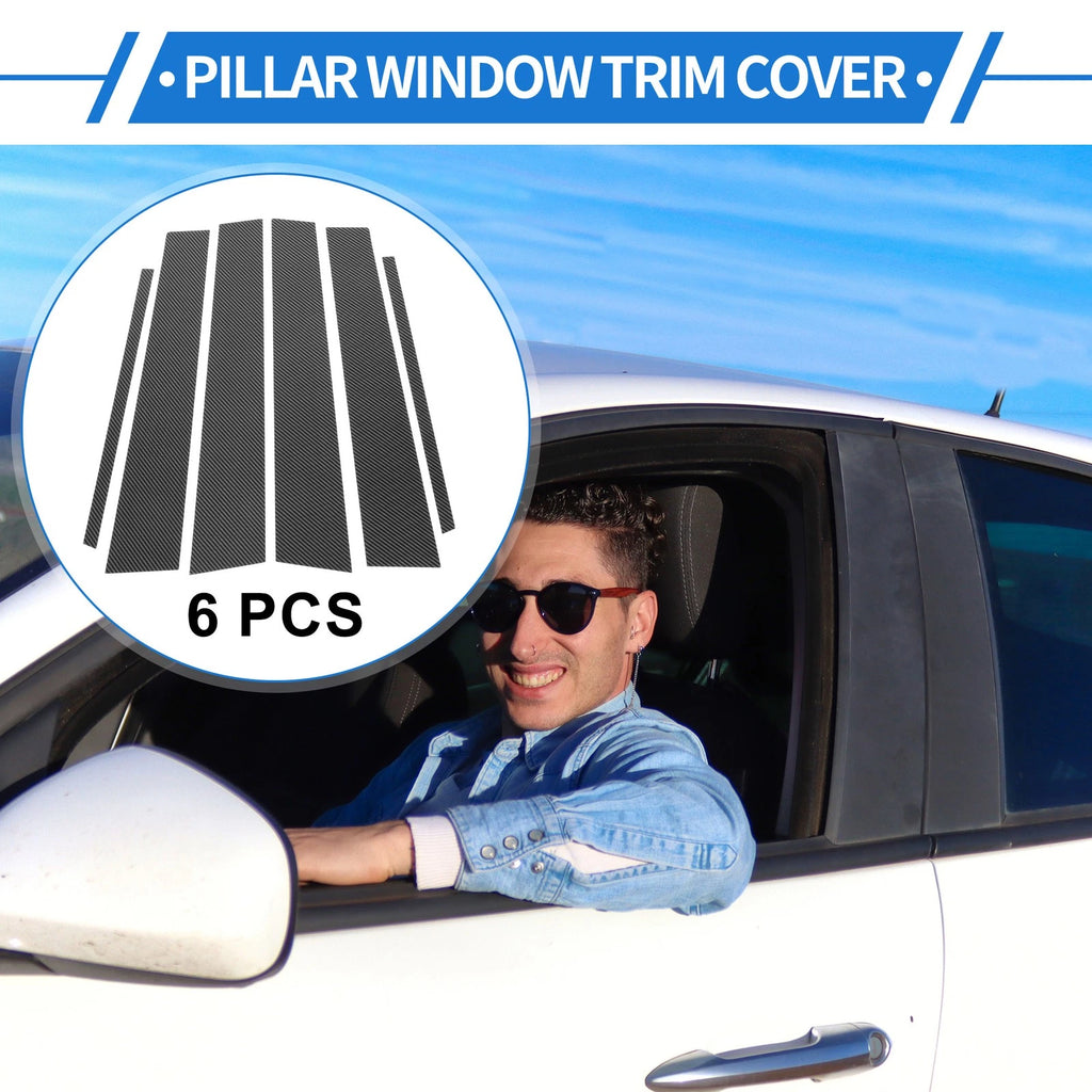 Set of 6 Door Pillar Window Trim for Hyundai Tucson IX35 (2010–2015) Carbon Fiber