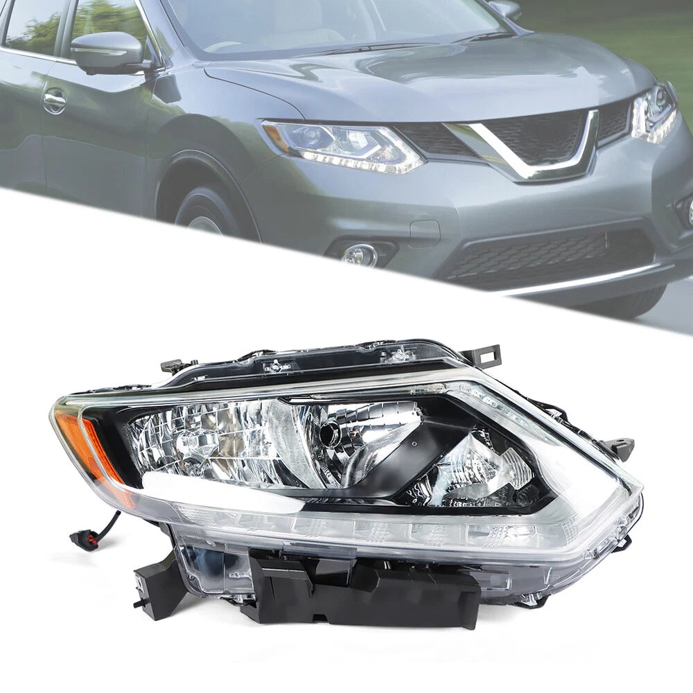 Headlight Assembly for Nissan Rogue (2014–2016) Halogen Clear Right Side