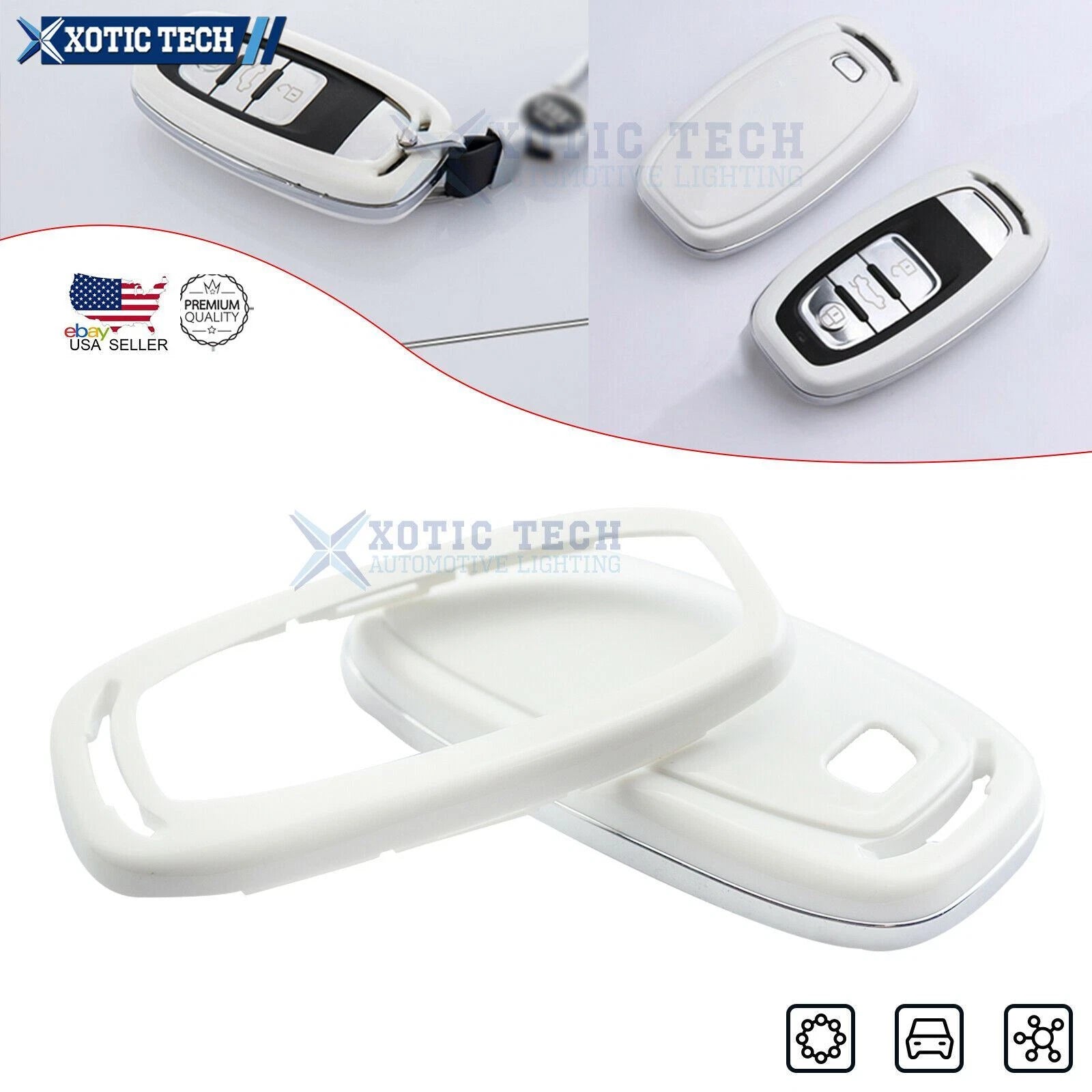 Gloss White Remote Smart Key Cover Shell for Audi (2010–2020)