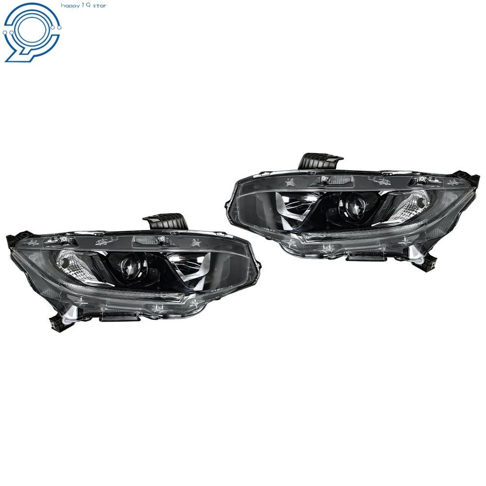 Set of 2 Halogen Projector Headlights for Honda Civic (2016–2021)