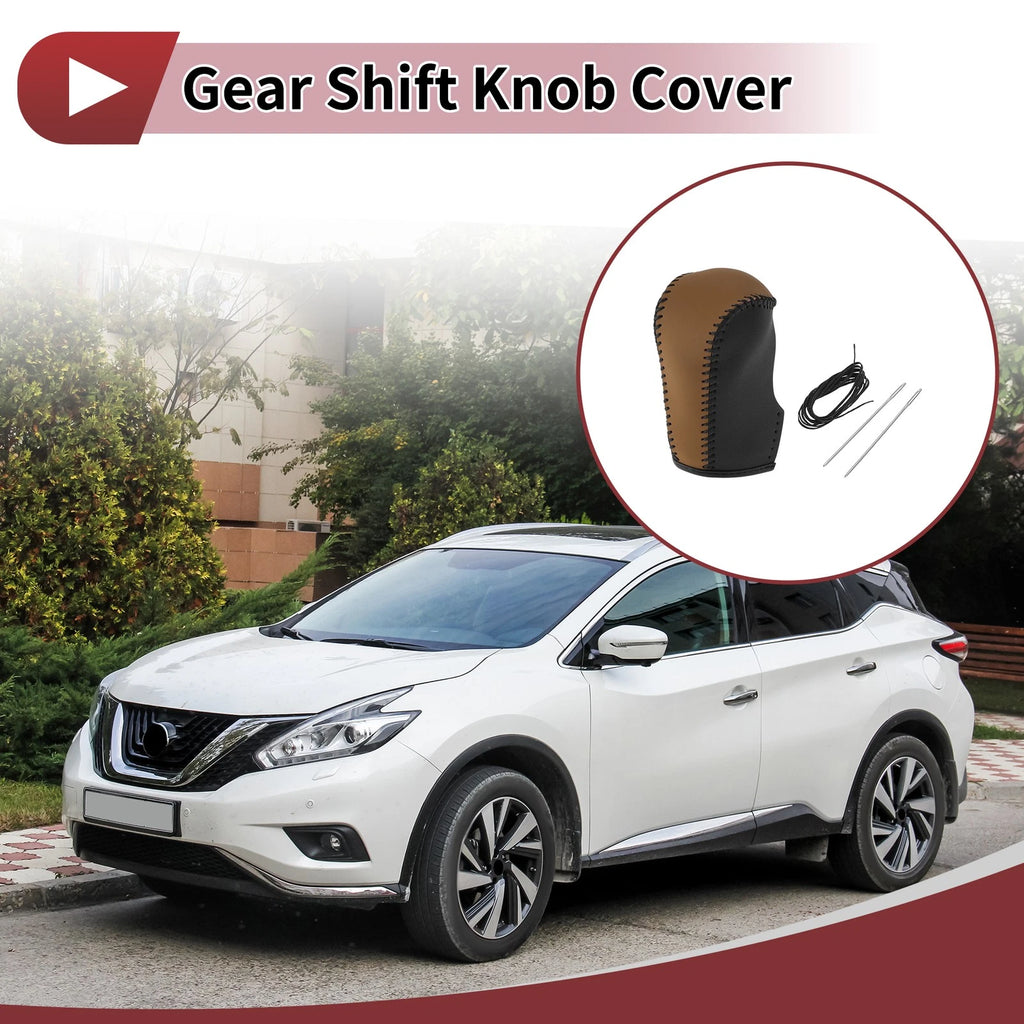 Gear Shift Knob Cover for Nissan Murano (2009–2013) Black Brown Faux Leather