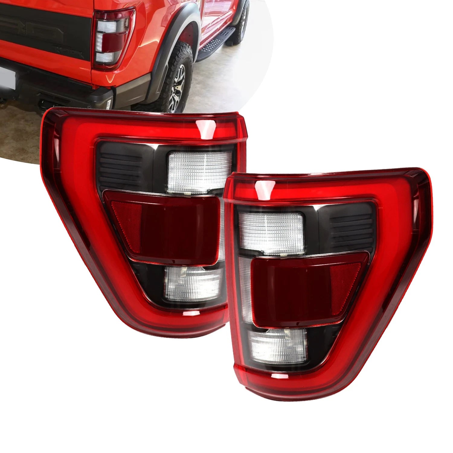2X LED Rear Tail Light Brake with Blind Spot for Ford F150 (2021–2023)