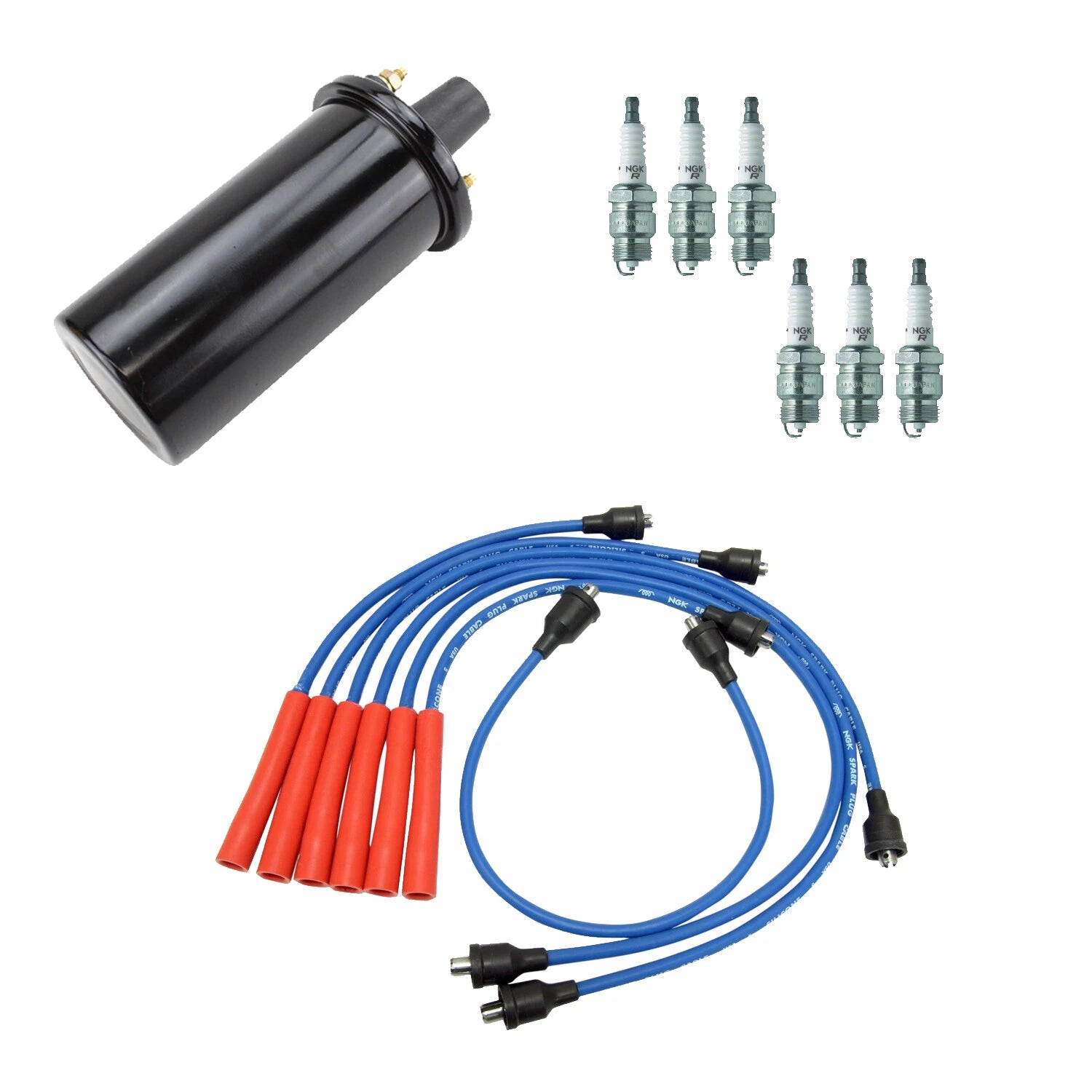 NGK Ignition Coil Wires & 6 Nickel Spark Plugs Kit for Bronco Caliente Villager