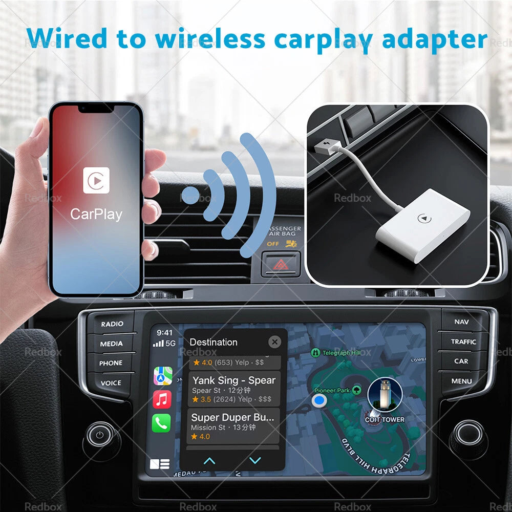 USB Wireless CarPlay Adapter Dongle for Apple iOS Vehicles (2010–2023)